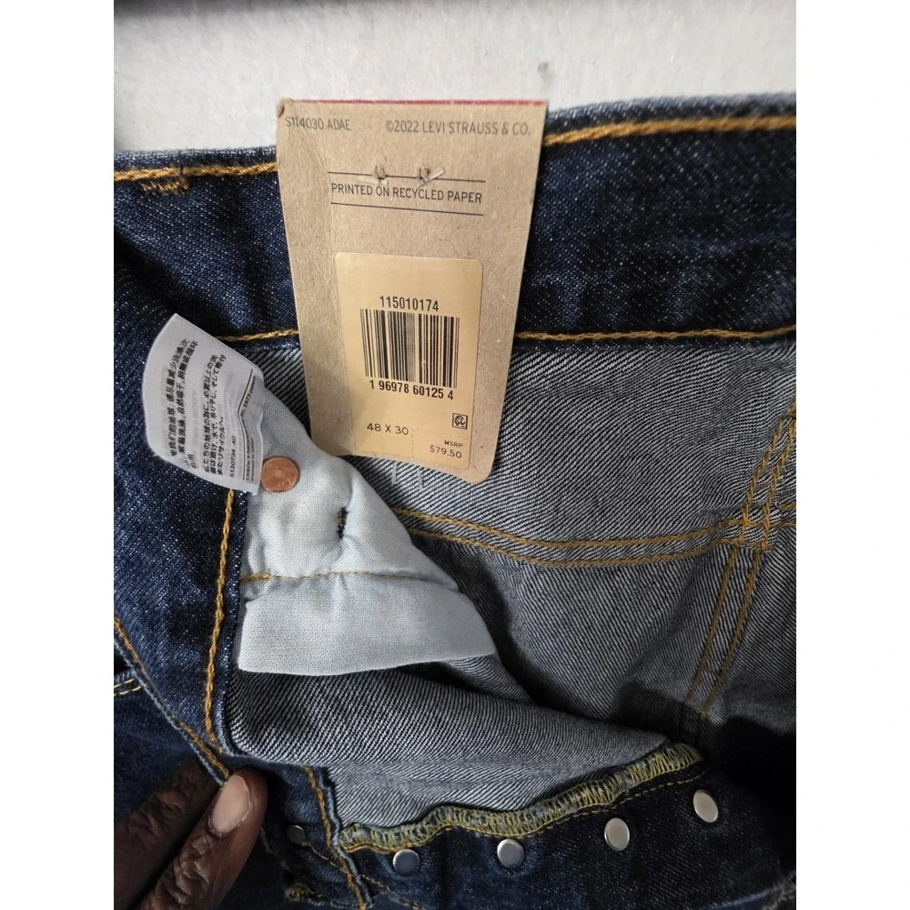 Levi's Men's Jeans 501 Original Fit Button Fly Blue‎ Denim Big & Tall 48x30 NWT